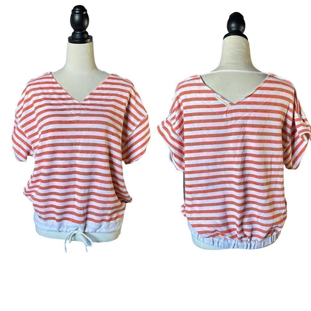 Alternative Orange and White Pullover Short Sleeve Sweatshirt (Size: Small)